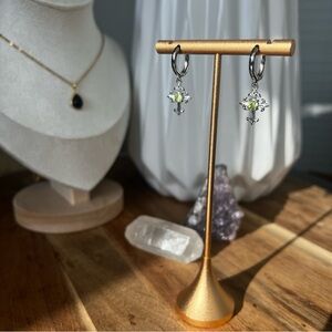 Genuine peridot cross earrings